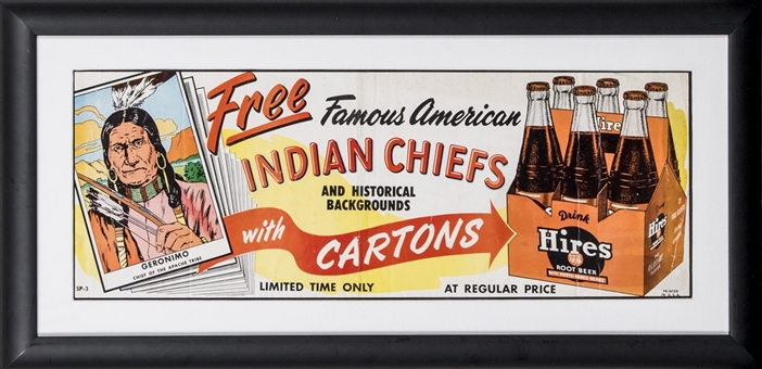 1950s F225-1 Hires "Famous American Indian Chiefs" Framed Grocery Aisle Ad Piece